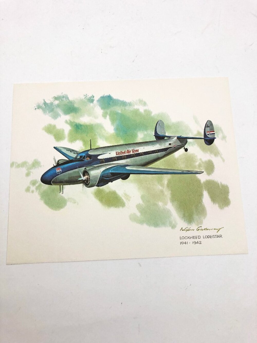 Nixon Galloway Print United Airlines Collector Series Lockheed Lodestar 8x10"